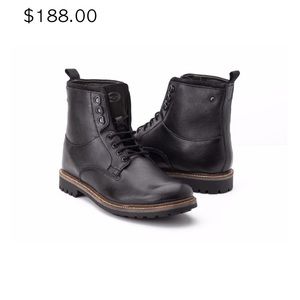 NEW black leather lace up boot